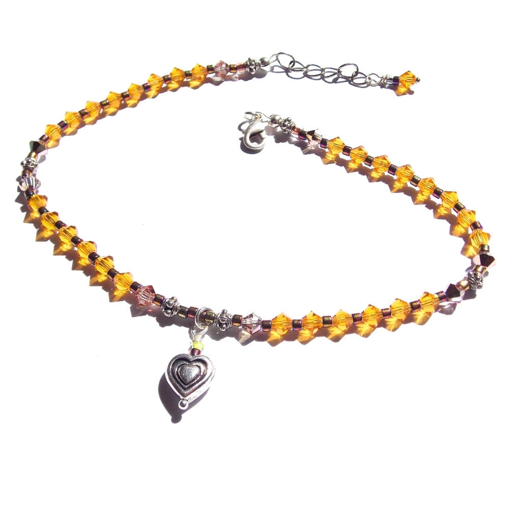 Ankle Bracelet Boho Fire Heart Charm Festival Glam